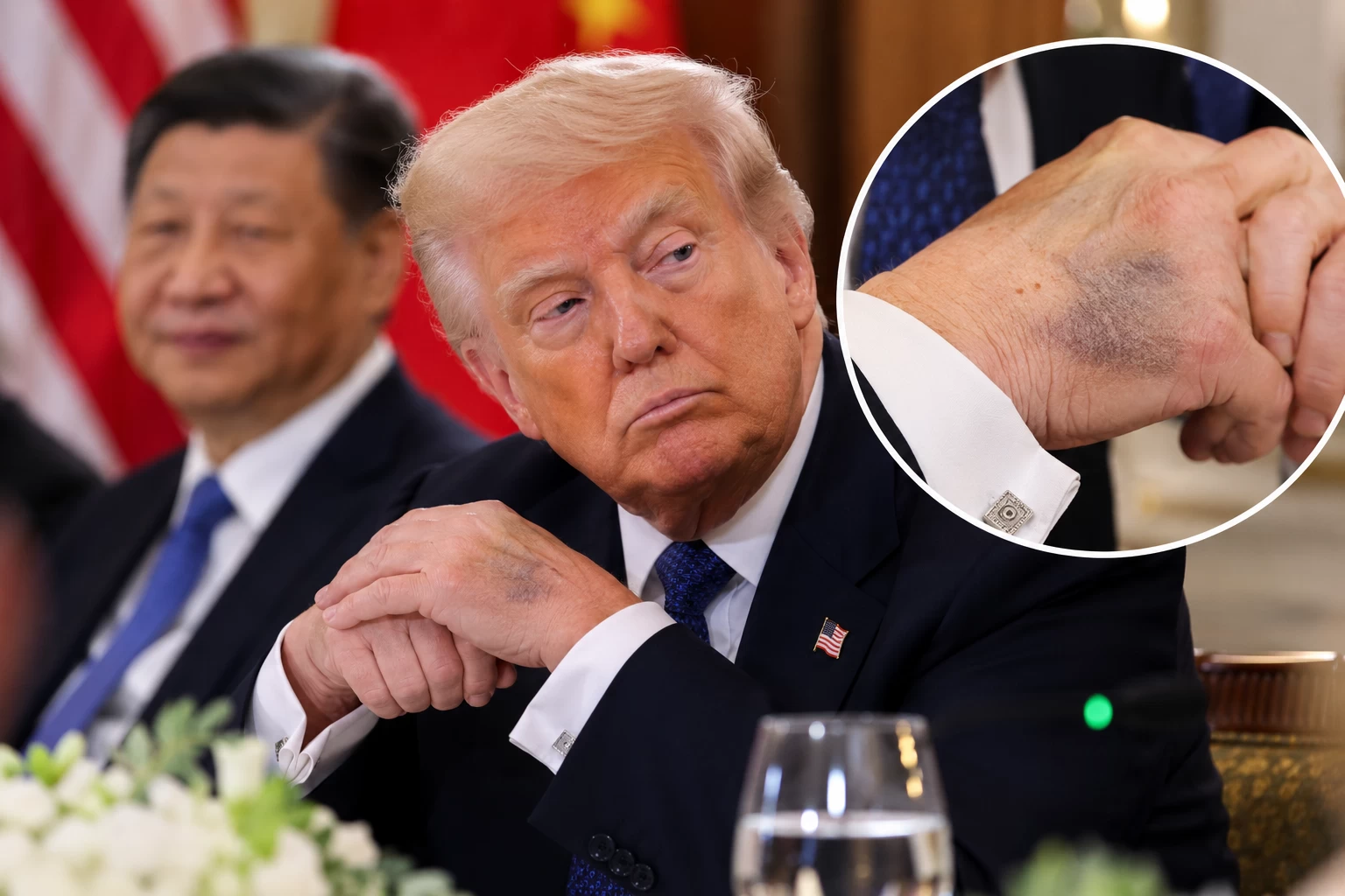 Na Trumpových rukou si nešlo nevšimnout jednoho detailu. Záběry z Bílého domu znovu vyvolaly otázky